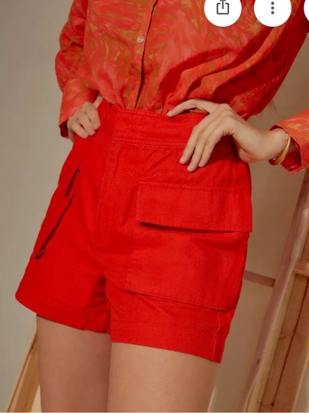 Joie Red Cargo Pocket Shorts
